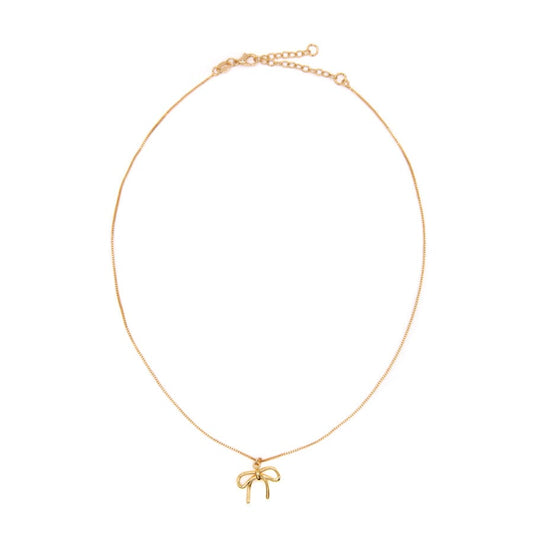 Plain Bow Necklace Necklaces athenadesigns NGSB462 Gold 