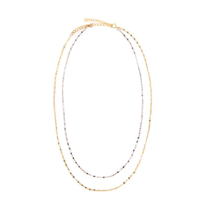 Gold And Silver Double Layer Necklace Necklaces athenadesigns NGSL2 Multi 