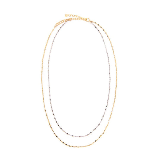Gold And Silver Double Layer Necklace Necklaces athenadesigns NGSL2 Multi 
