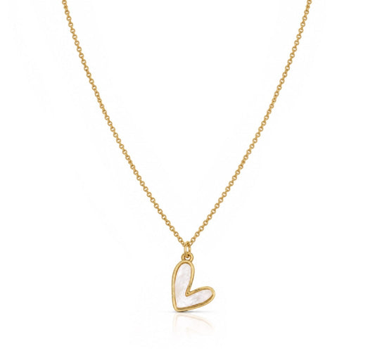 Enamel Heart Pendant Necklaces Athena Designs NGSS60W Gold/Enamel 