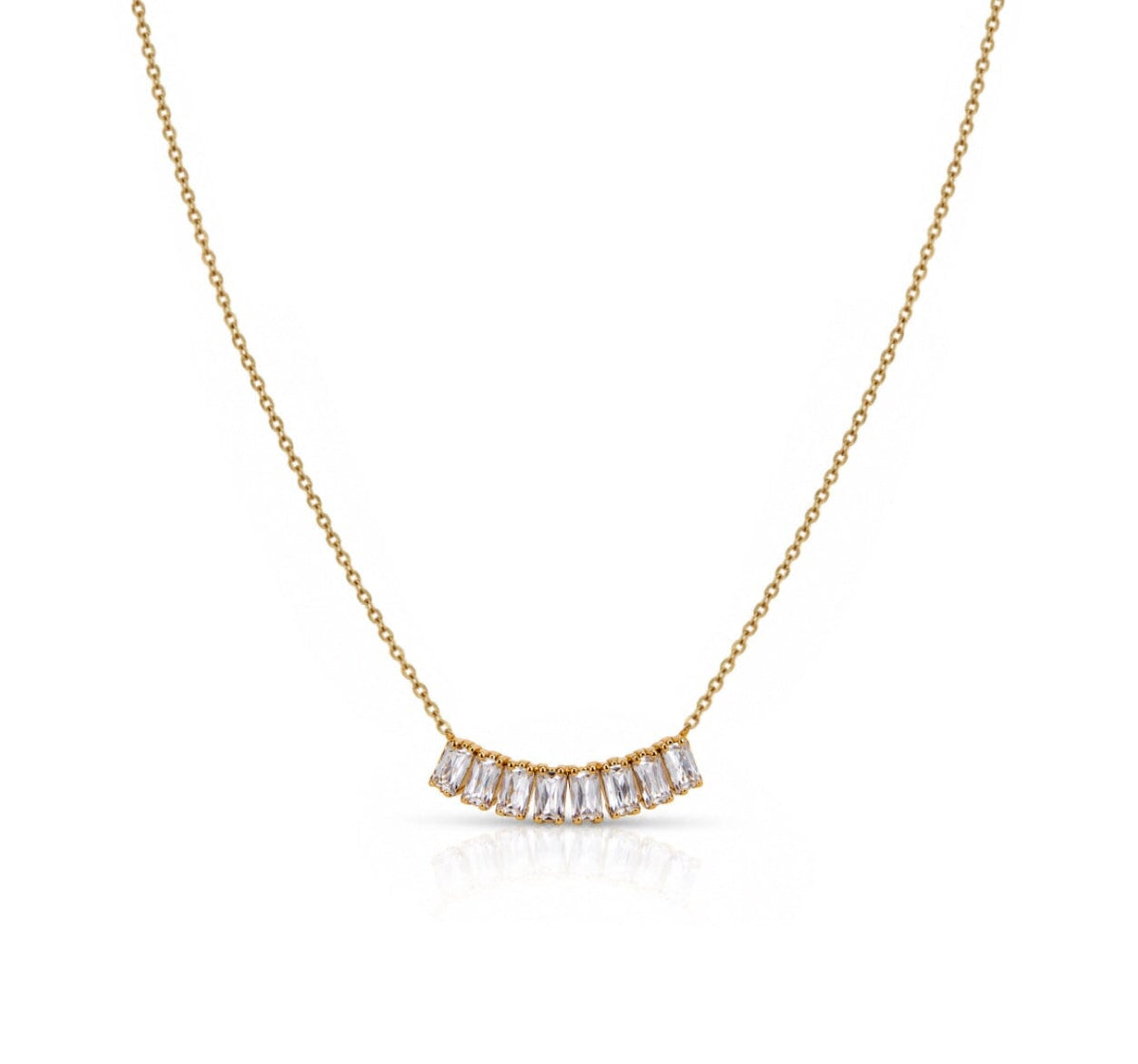 Petite Baguette Tennis Necklace Necklaces Everful NGST4426 Gold 