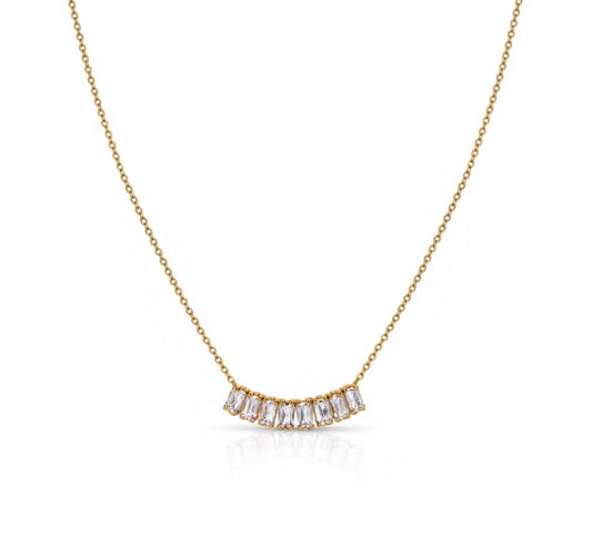 Petite Baguette Tennis Necklace Necklaces Everful NGST4426 Gold 