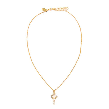 Clover & Pearl Lariat Necklace Necklaces athenadesigns NGT2CLV Gold 