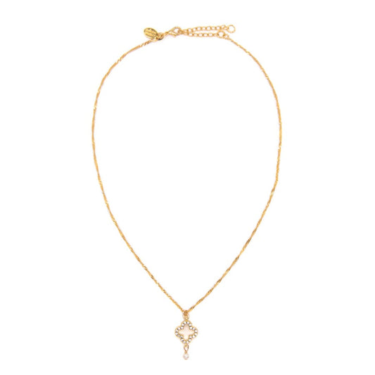Clover & Pearl Lariat Necklace Necklaces athenadesigns NGT2CLV Gold 