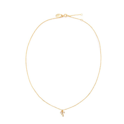 Tiny Bow Charm w/ CZ Necklace Necklaces athenadesigns NGTB463 Gold 