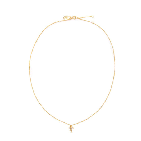Tiny Bow Charm w/ CZ Necklace Necklaces athenadesigns NGTB463 Gold 