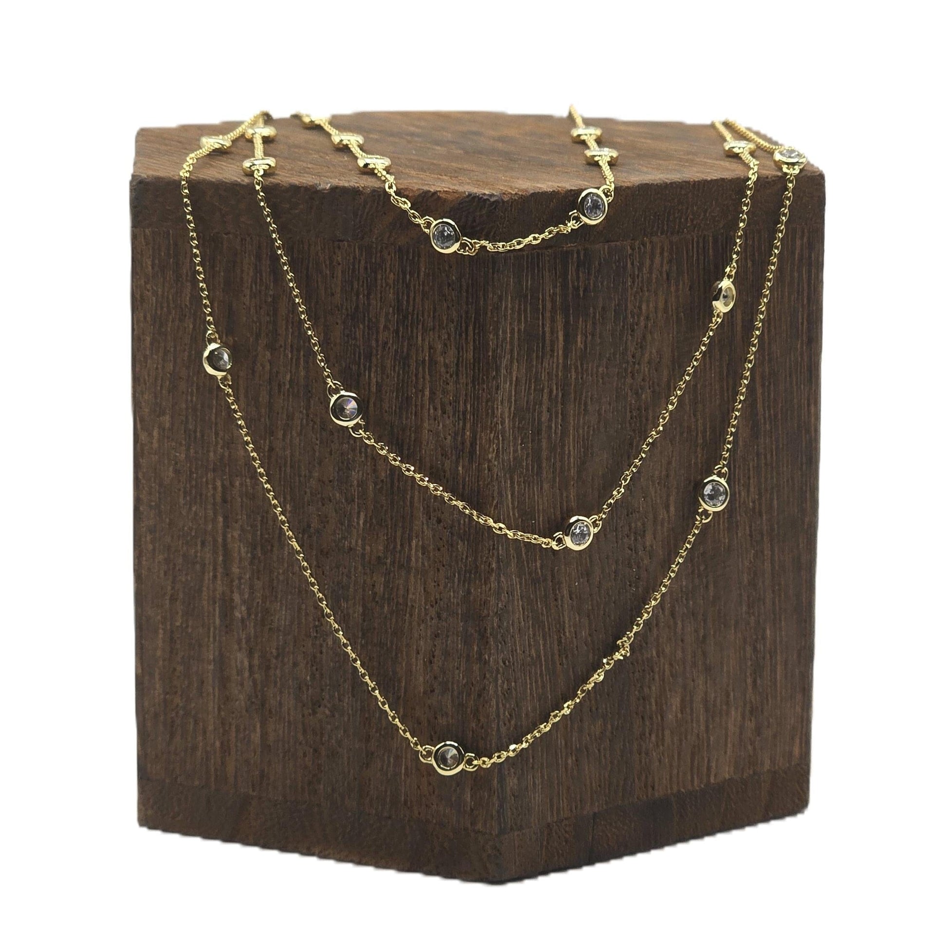 Triple Layer Bezel Necklace Necklaces athenadesigns 