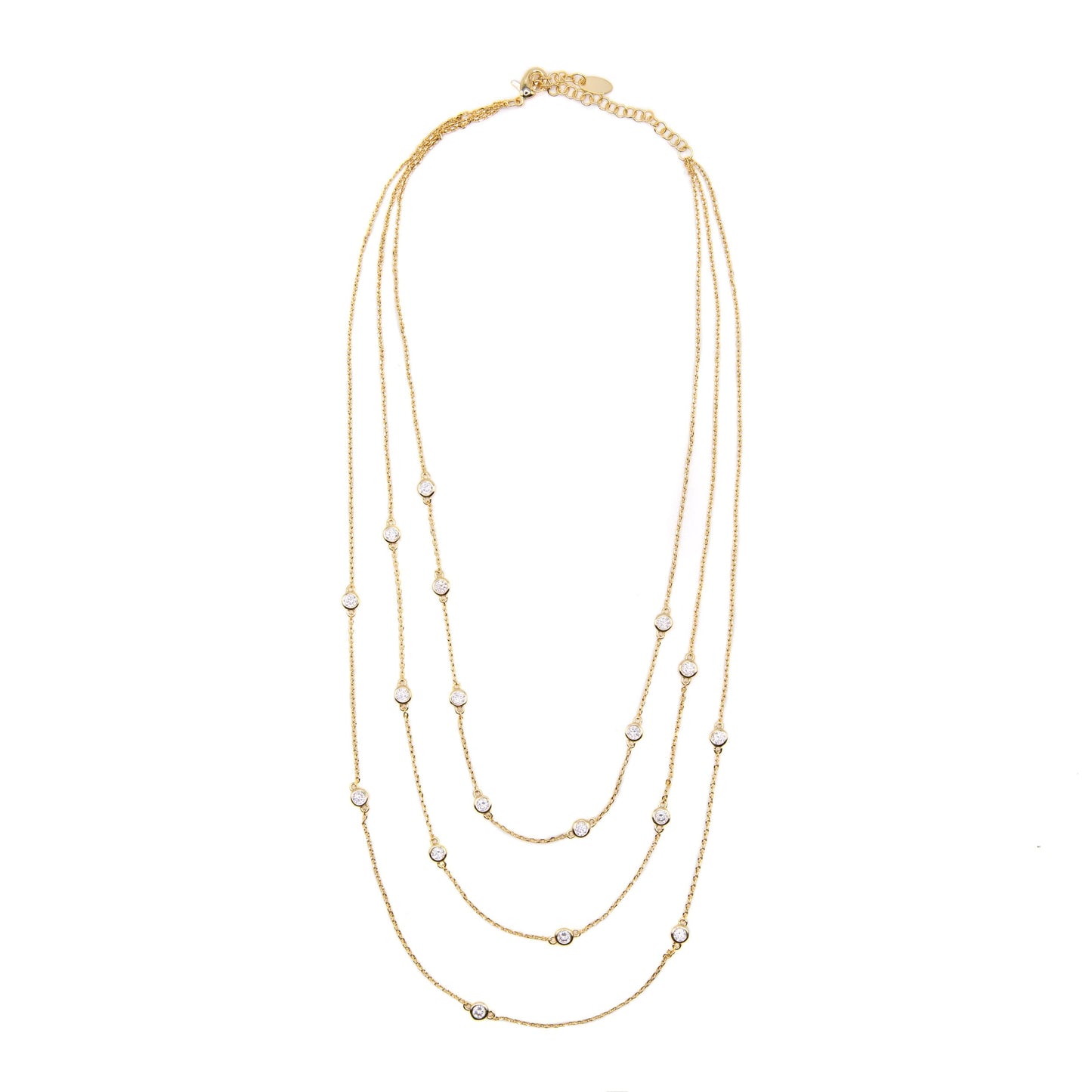 Triple Layer Bezel Necklace Necklaces athenadesigns NGTC5461 Gold 