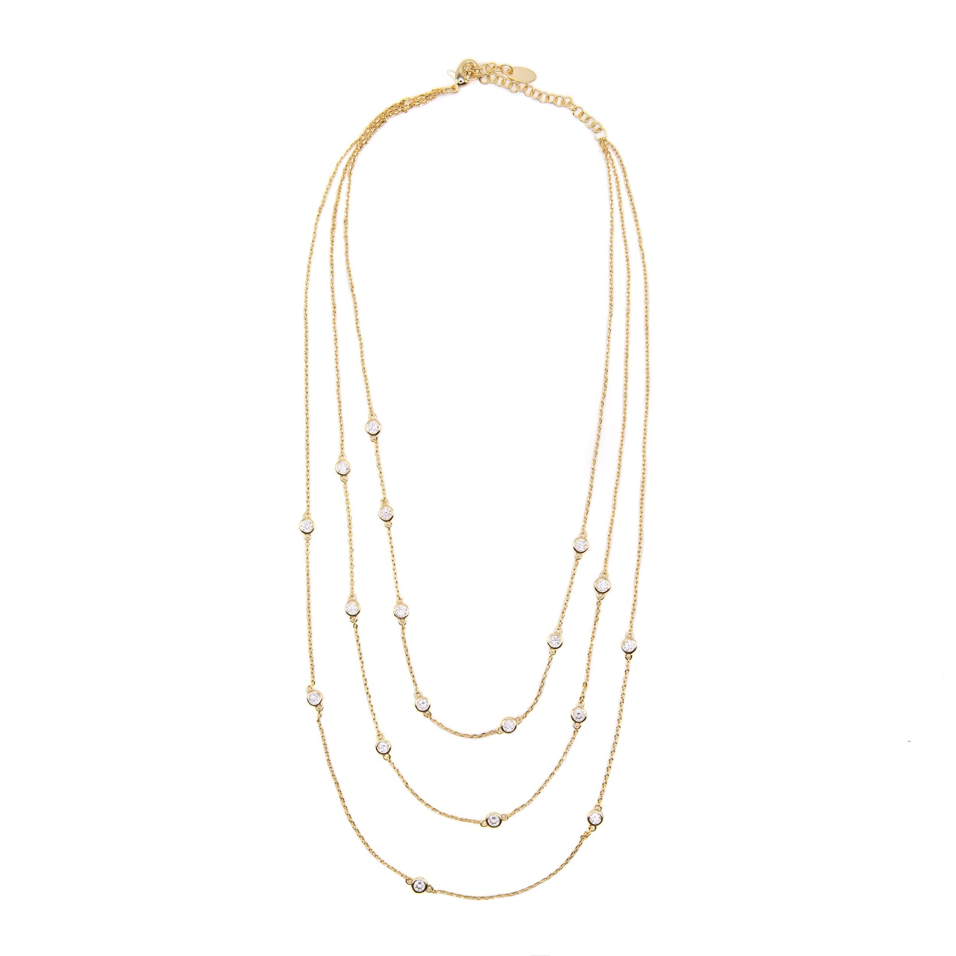 Triple Layer Bezel Necklace Necklaces athenadesigns NGTC5461 Gold 