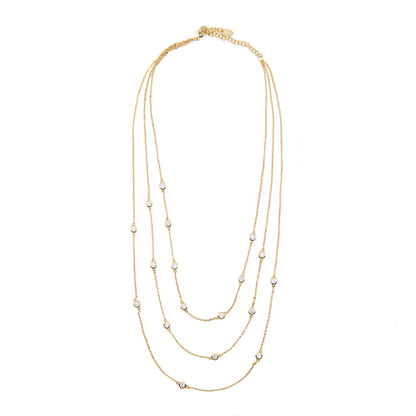 Triple Layer Bezel Necklace Necklaces athenadesigns NGTC5461 Gold 