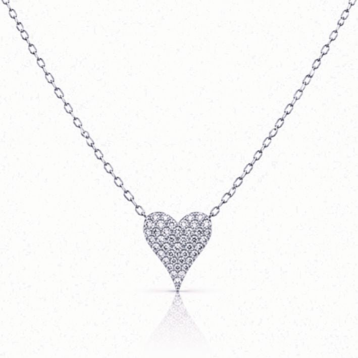 Petite Heart Pave Necklace Necklaces athenadesigns NSC45HRT/S 