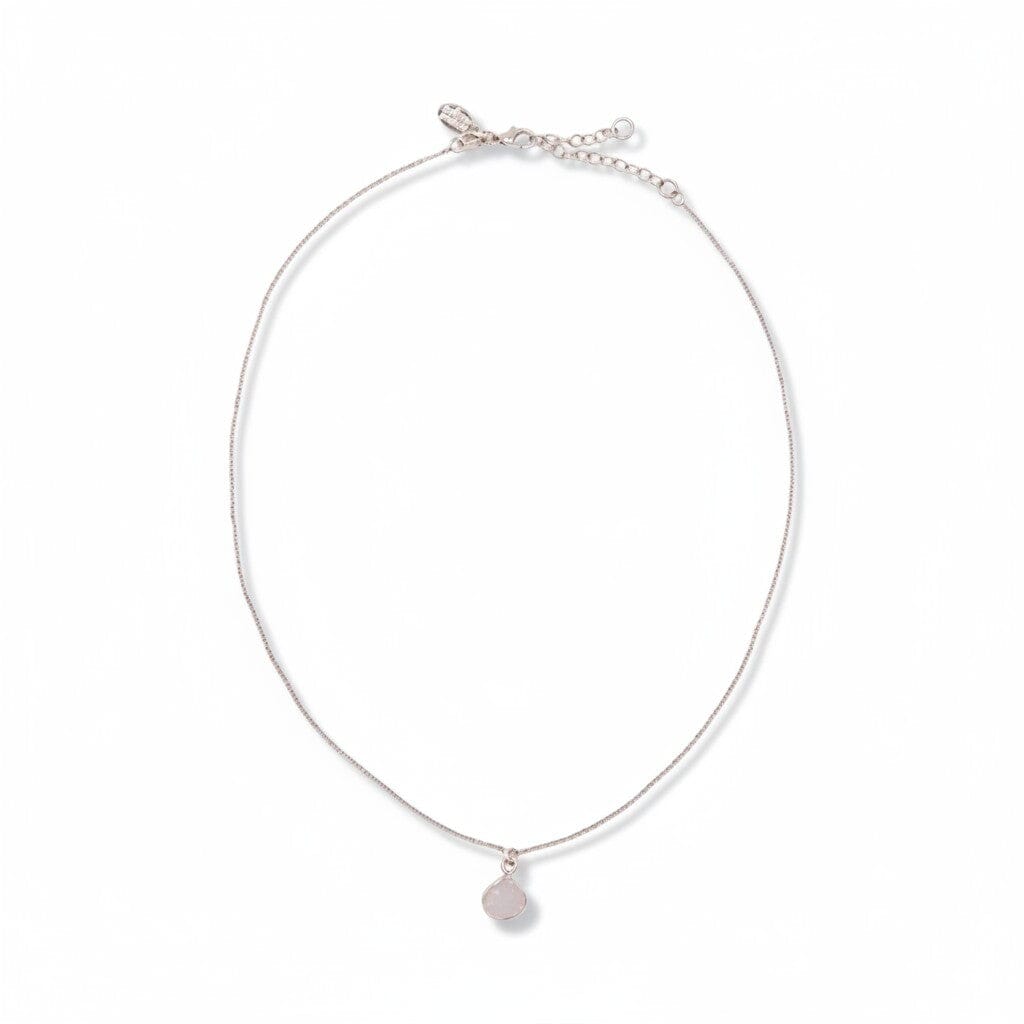 White Druzy Bezel Heart Necklace Necklaces athenadesigns NSCP750DZ Silver 
