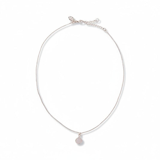 White Druzy Bezel Heart Necklace Necklaces athenadesigns NSCP750DZ Silver 