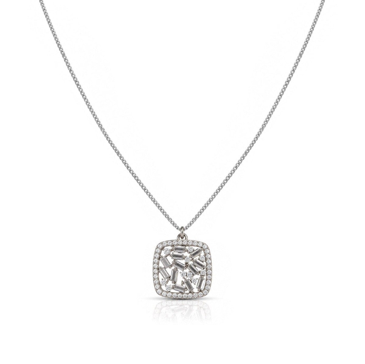 Vintage Square Necklace Necklaces Iishii NSP4585 Silver 
