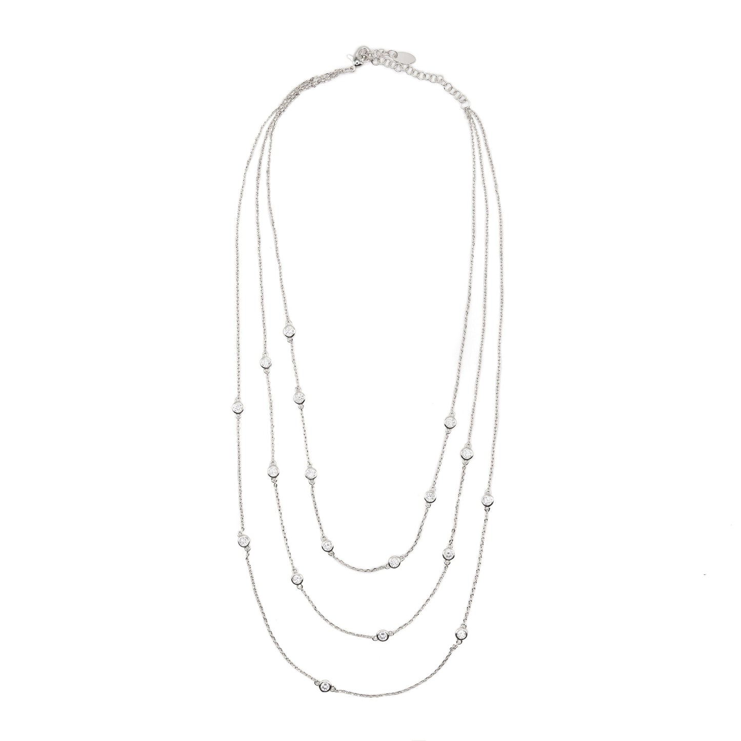 Triple Layer Bezel Necklace Necklaces athenadesigns NSTC5461 Silver 