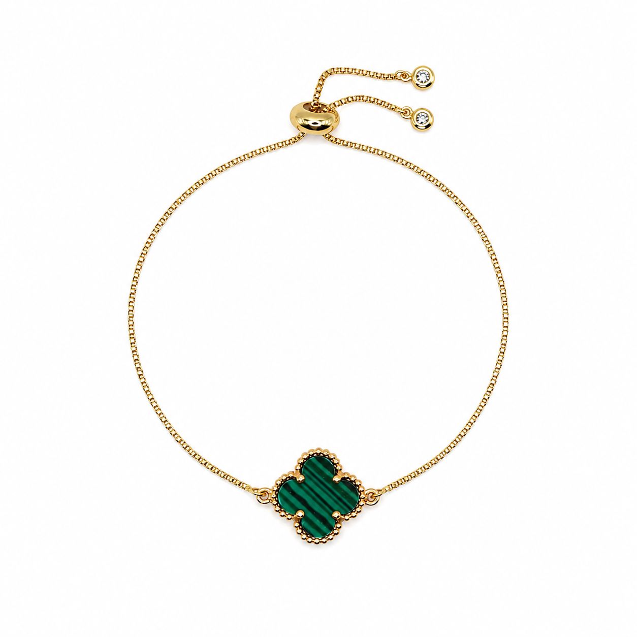 Malachite Clover Charm Bracelet Bracelet athenadesigns PBT4CLVML 