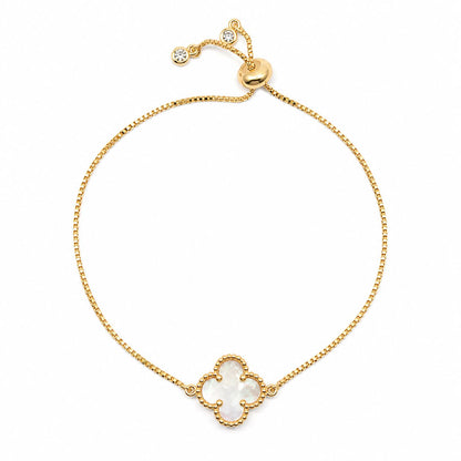 Mother of Pearl Clover Charm Bracelet Bracelet athenadesigns PBT4CLVMOP 