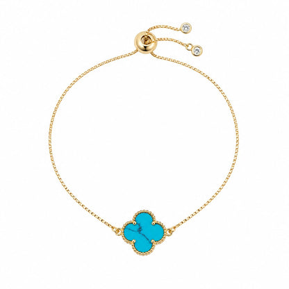 Turquoise Clover Charm Bracelet Bracelet athenadesigns PBT4CLVTQ 