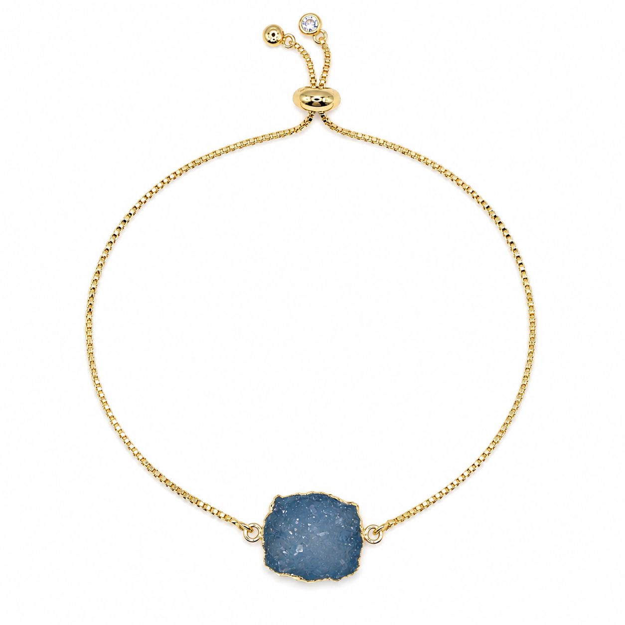 Blue Druzy Pull Chain Bracelet Bracelet athenadesigns GOLD: PBT748DZB 