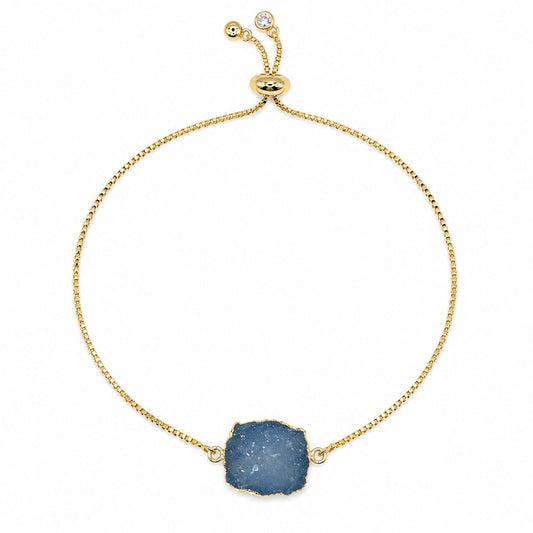Blue Druzy Pull Chain Bracelet Bracelet athenadesigns GOLD: PBT748DZB 