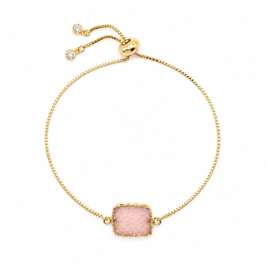 Pink Druzy Pull Chain Bracelet Bracelet athenadesigns Gold; PBT748DZP 