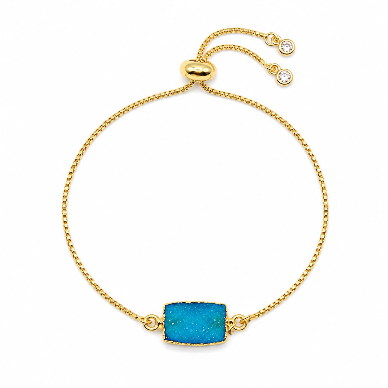 Turquoise Druzy Pull Chain Bracelet Bracelets Gemsdesignss PBT748DZTQ Turquoise 