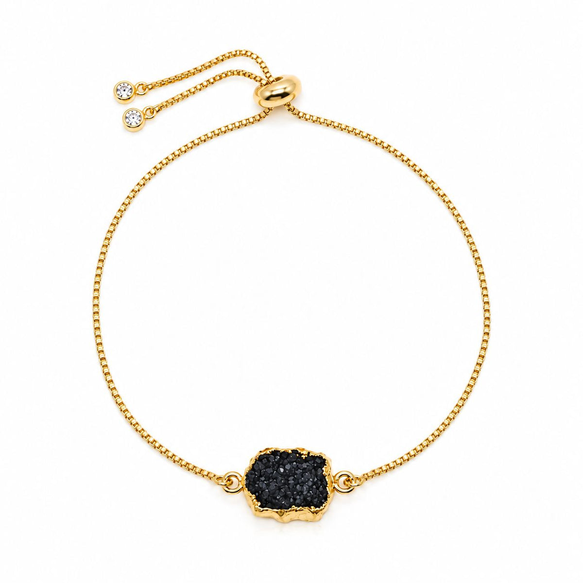 Druzy Pull Chain Bracelet Bracelet athenadesigns PBT748DZX Black 