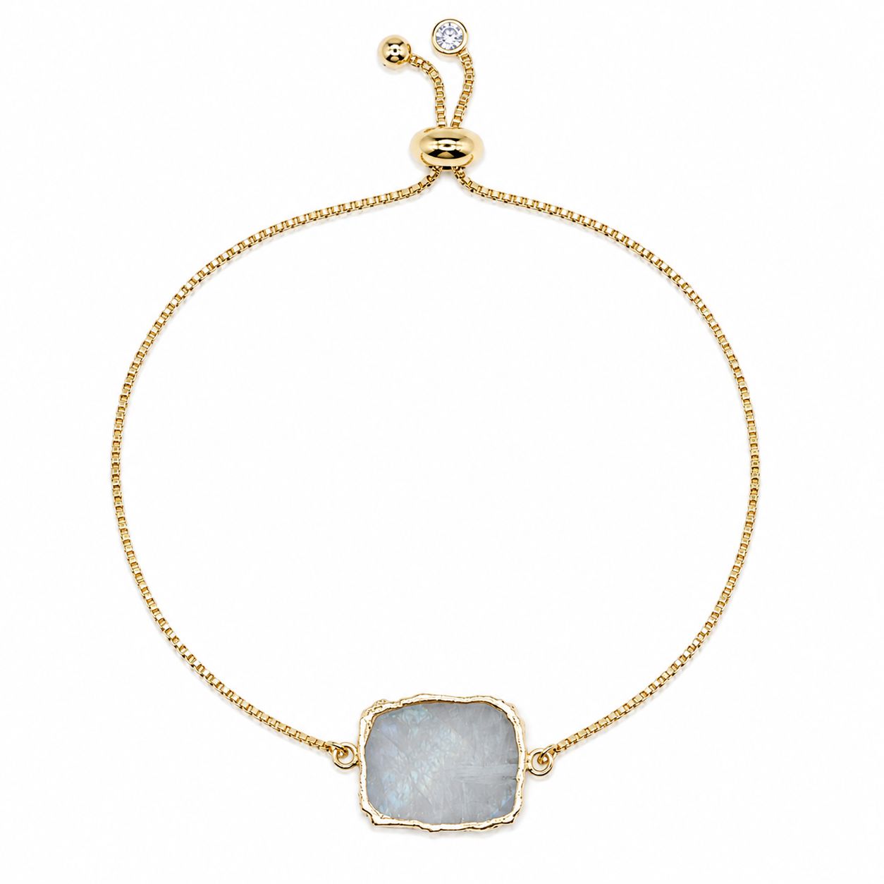 Moonstone Pull Chain Bracelet Bracelet athenadesigns Gold; PBT748MN 
