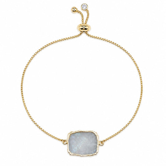 Moonstone Pull Chain Bracelet Bracelet athenadesigns Gold; PBT748MN 
