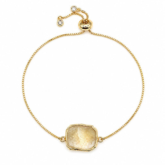 Rutilated Quartz Pull Chain Bracelet Bracelet athenadesigns Gold; PBT748RQZ 