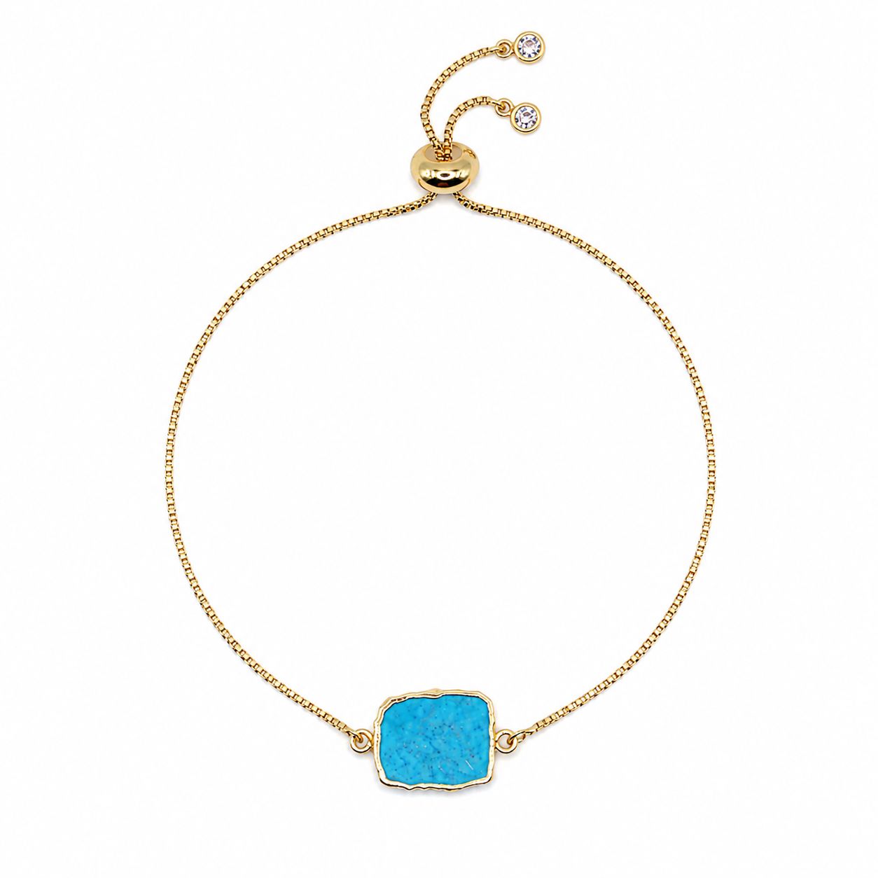 Turquoise Pull Chain Bracelet Bracelet athenadesigns Gold: PBT748TQ 
