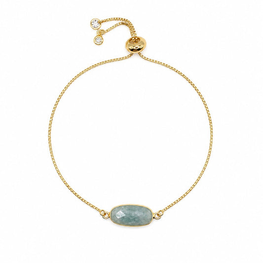 Rectangular Pull Chain Bracelet: Aquamarine Bracelet athenadesigns PBT780AQM 