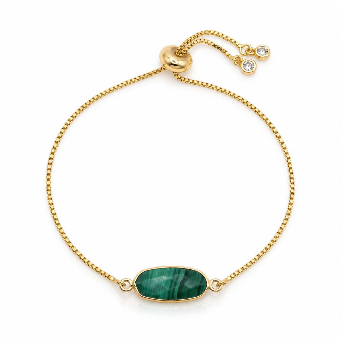 Rectangular Pull Chain Bracelet Bracelet Gems Ocean PBT780MLT Malachite 