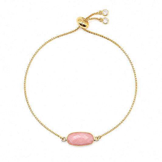 Rectangular Pull Chain Bracelet: Pink Opal Bracelet athenadesigns PBT780PO 