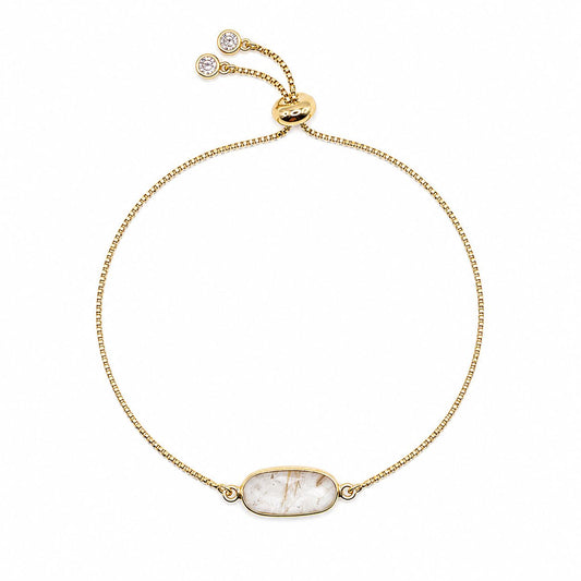 Rectangular Pull Chain Bracelet: Rutilated Quartz Bracelet athenadesigns PBT780RQZ 