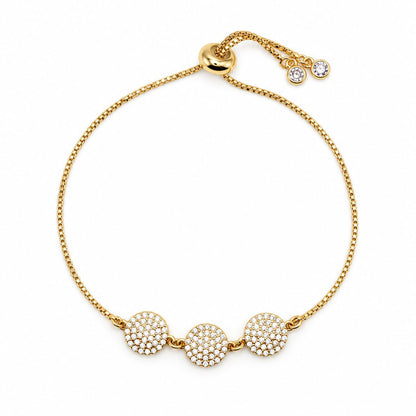 Pave Triple Disk Pull Chain Bracelet Bracelet Beads 