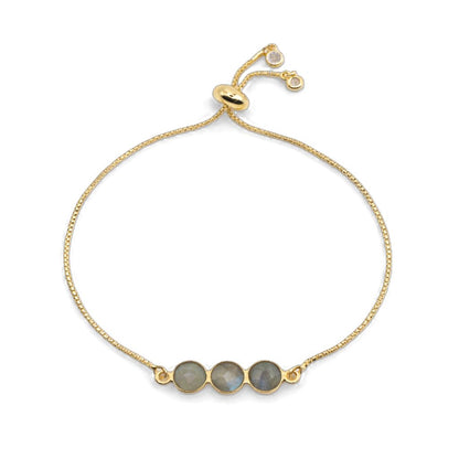 Triple Gem Pull Chain Bracelet Bracelets GemDesignss PGBT3401L Labradorite 