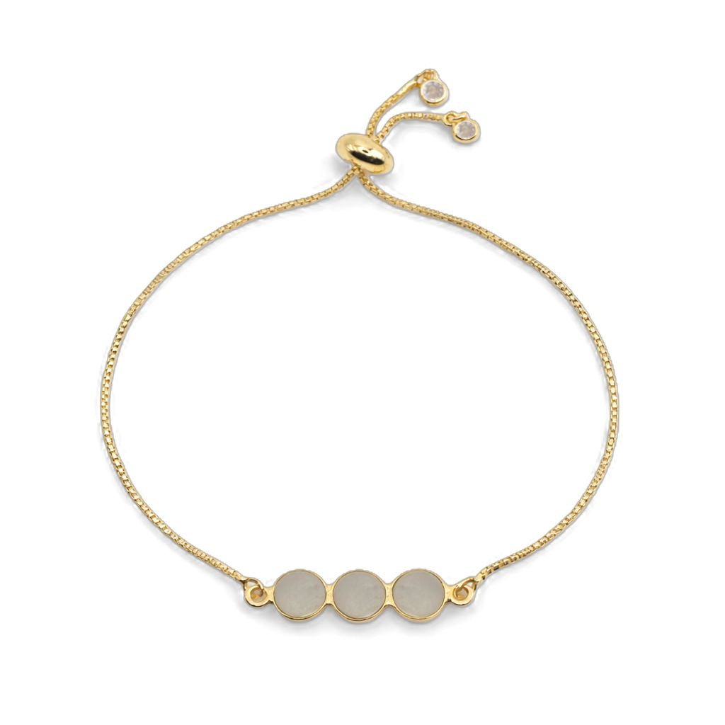 Triple Gem Pull Chain Bracelet Bracelets GemDesignss PGBT3401M Moonstone 