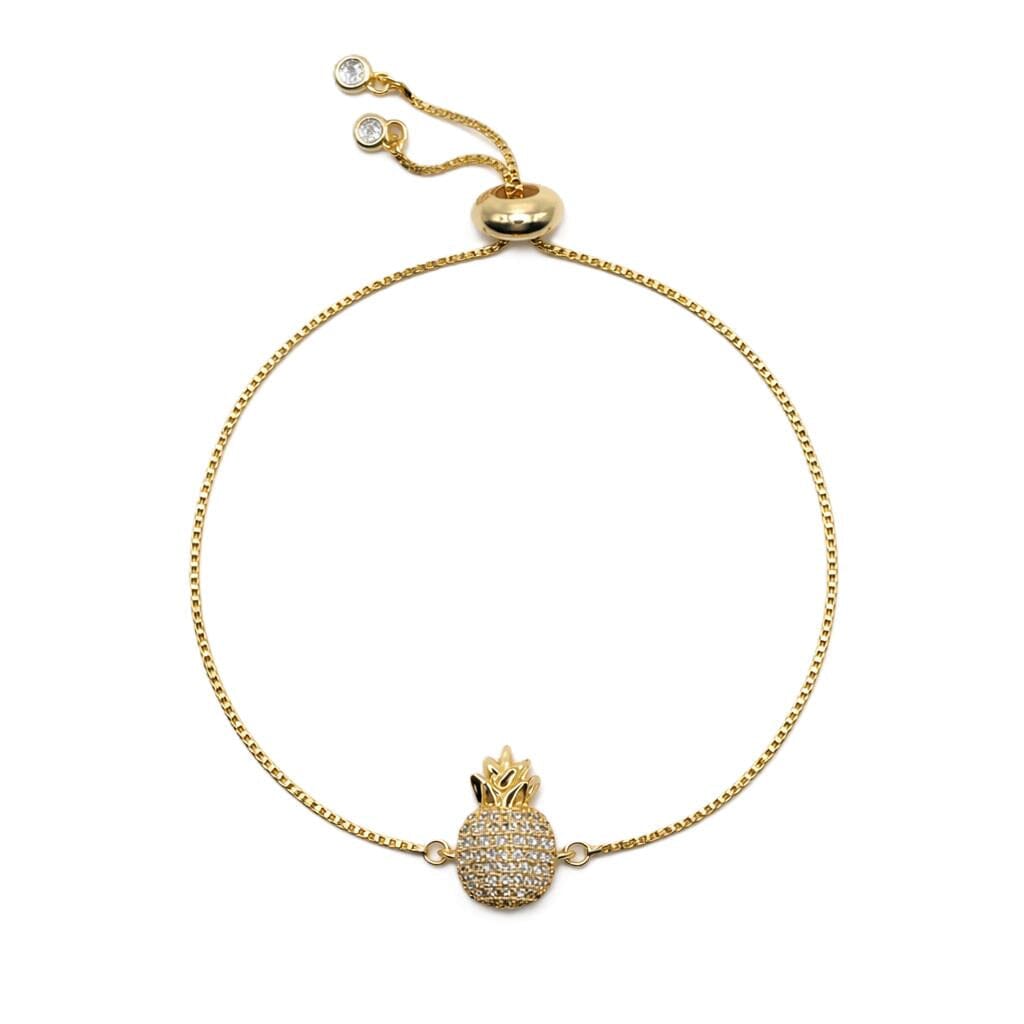 Pineapple Swirl Pull Chain Bracelet Bracelets Beads PGBT4088P Gold 