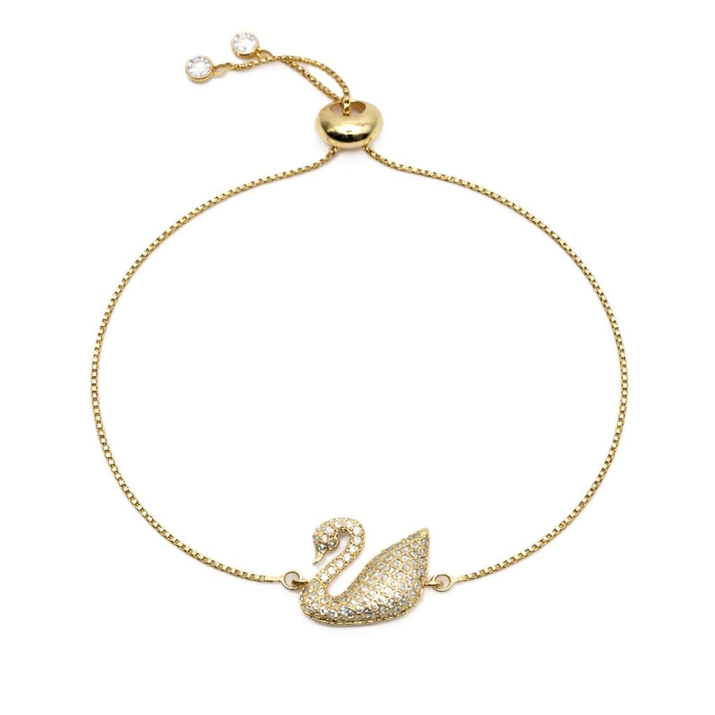 Swan Pull Chain Bracelets Beads PGBT444G Gold 
