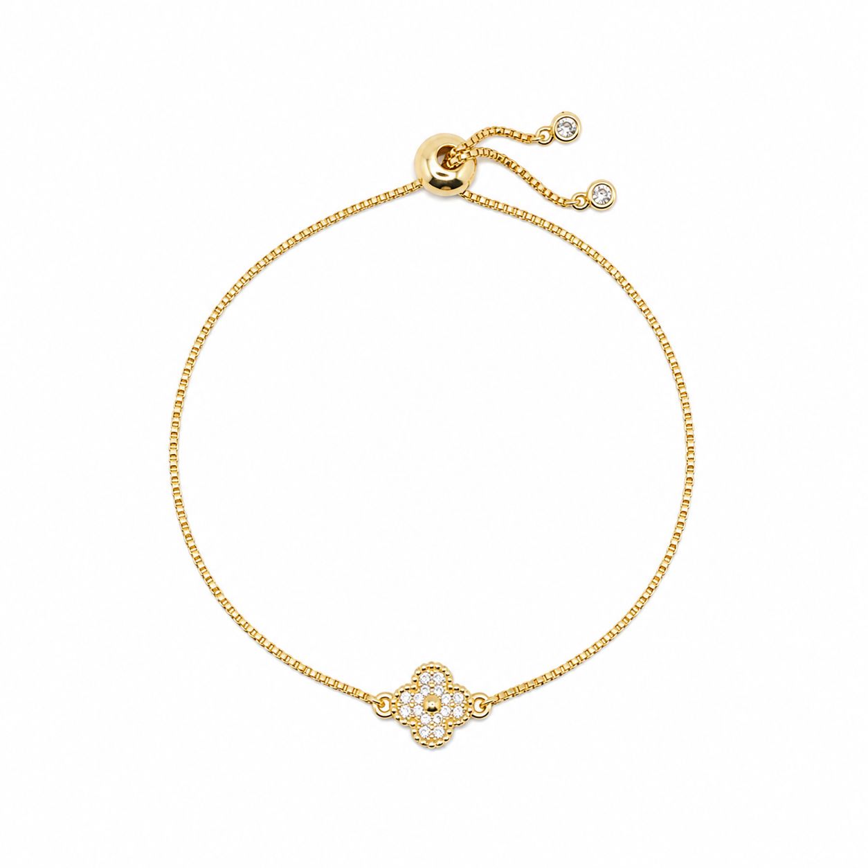 CZ Clover Charm Bracelet Bracelet athenadesigns PGBT455CLV 