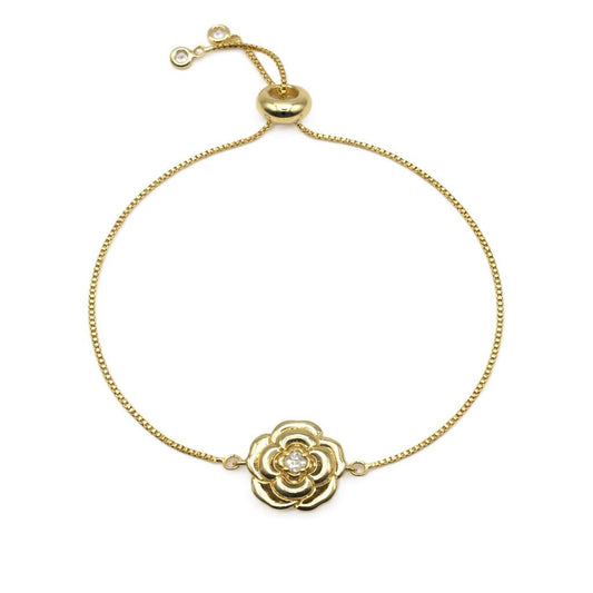 Rose Pull Chain Bracelets Beads PGBT455R Gold 