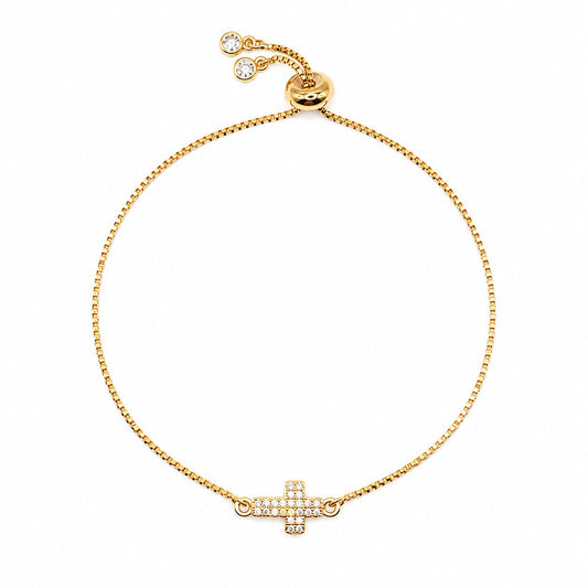 CZ Cross Pull Chain Bracelet Bracelet athenadesigns PGBT45CRS 