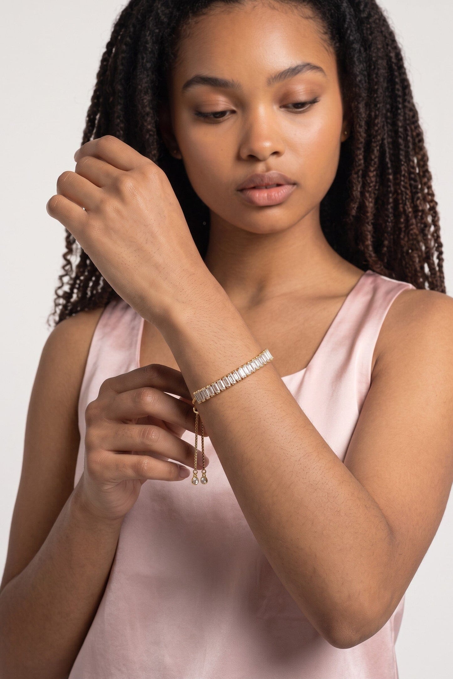 CZ Baguettes Pull-Chain Bracelet Bracelet Athena Designs 