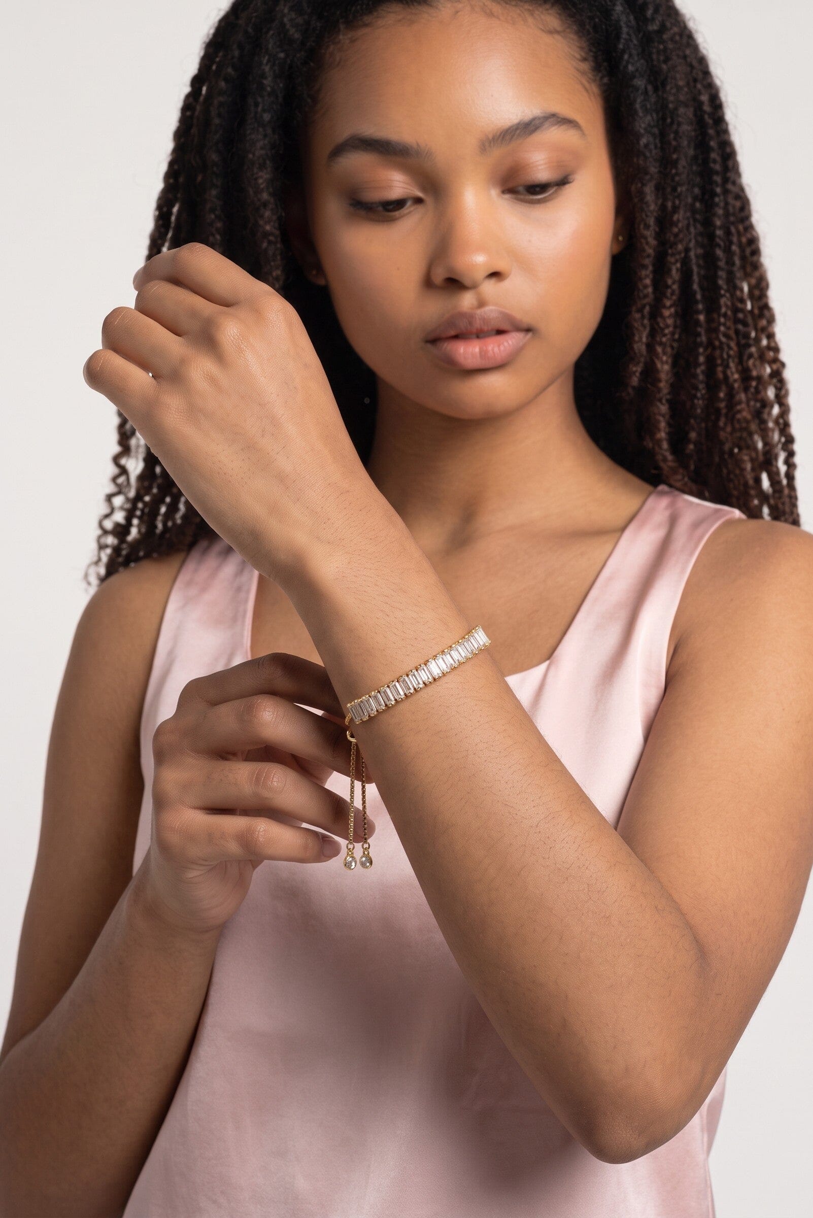 CZ Baguettes Pull-Chain Bracelet Bracelet Athena Designs 