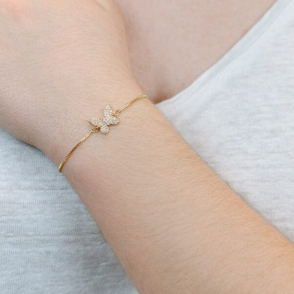 Butterfly CZ Pull Chain Bracelet Bracelets athenadesigns 