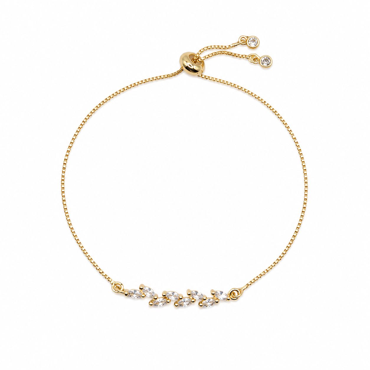 Dainty Leaf Pull Chain Bracelet Bracelets Beads PGBT5729 Gold 