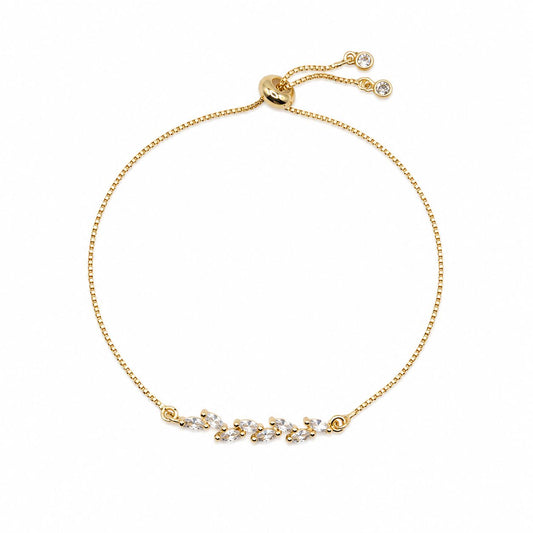 Dainty Leaf Pull Chain Bracelet Bracelets Beads PGBT5729 Gold 