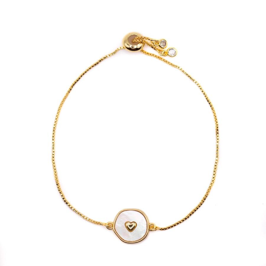 Abalone Heart Pull Chain Bracelets athenadesigns PGBT634 Gold 
