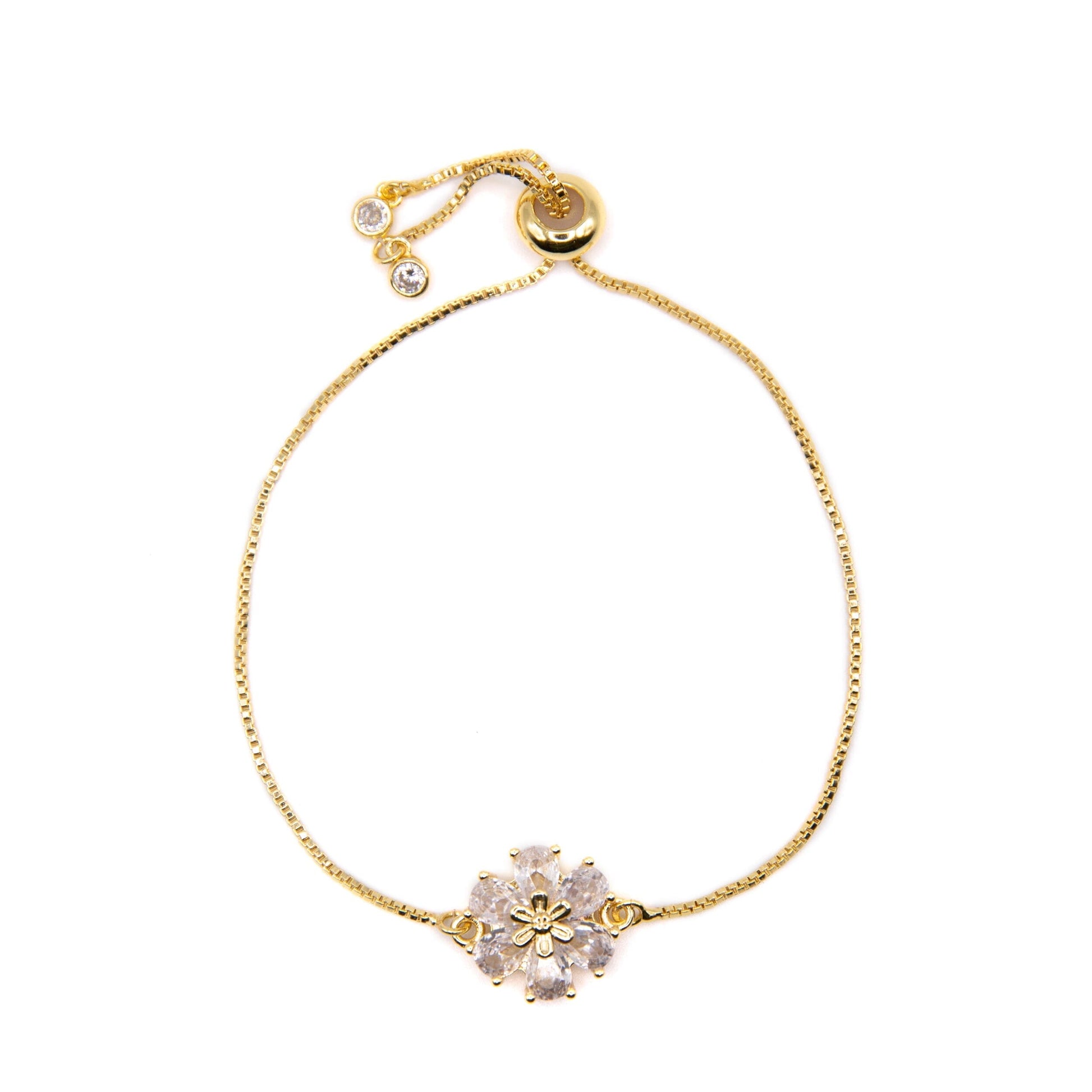 Fancy Floral Pull Chain Bracelet Bracelets Beads PGBT740 Gold 